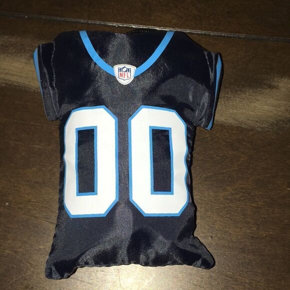 Black 00 NFL Carolina Panthers Packable Jersey Style shopping carry bag - Picture 1 of 5
